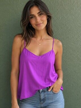 Bright Purple Spaghetti-Strap Cami Top by Lavon